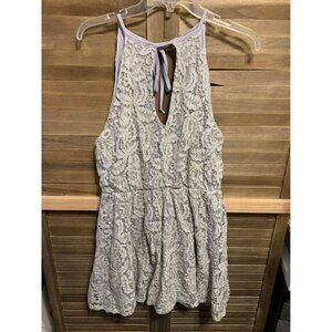 Embrace Lined Lace Party Dress Boho Cottage Y2K Gray Size Large
